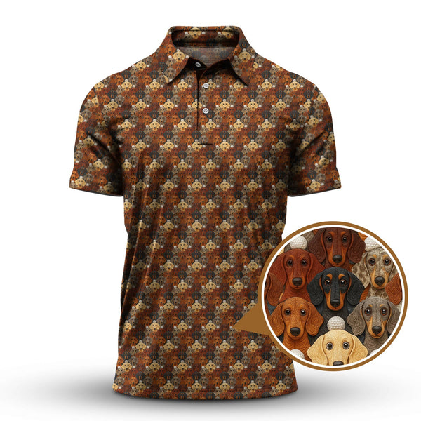 Maxcorners Crazy Golf Shirt For Men, Dachshund Golf Shirt For Golfer, Funny Pattern Golf Shirt