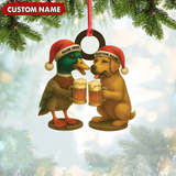 Maxcorners Custom Duck & Dog Acrylic Christmas Ornament - Personalized Hunter Gift LM0411