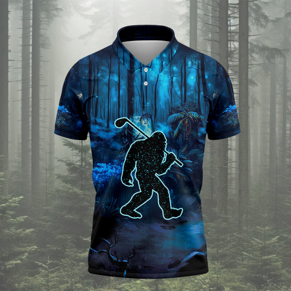 Maxcorners Not All Who Wander Are Lost Bigfoot Men's Golf Polo Shirt, Funny Golf Shirt, Dad Golf Gift