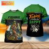 Maxcorners Fishing Makes Me Happy Shirt, Personalized Bigfoot St. Patrick's Day Fishing Long Sleeve For Men