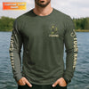 Maxcorners Bass Fishing Shirt, Personalized Military Fishing Long Sleeve Shirt, Funny Fishing Shirts For Men