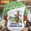 Maxcorners Cowboy Fishing Club Shirt, Personalized Bass Western Long Sleeve For Men, Fishing UPF Shirts