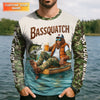 Maxcorners Funny Bigfoot Fishing UPF Shirt, Personalized Fishing Shirt for Men