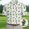 Maxcorners St Patrick's Day Leprechaun Character Golf And Beer White Golf Shirt, Fun Golf Shirts For Men, Polo For Men