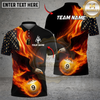 Maxcorners Billiards Ball 9 Eagle Flag Flame Personalized Name Shirt (4 Colors)