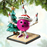 Maxcorners Custom Name Pink Bowling Personalized Acrylic Ornament Bowling Lover Christmas Gift MT1611