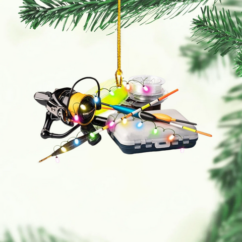 Maxcorners Custom Name Ice Fishing Sled Ornaments, Fisherman Ornament, Fishing Tackles Ornament