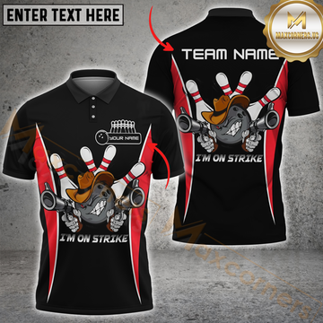 Maxcorners Bowling Cowboy Striker Multicolor Personalized Name, Team Name 3D Shirt