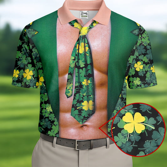 Maxcorners Funny St Patrick's Day Shamrock Golf Shirt, Golf Tops For Men, Polo Shirts For Men, Golf Shirts For Men