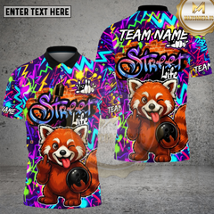Maxcorners Street Life Raccoon Bowling Neon Splash Multioptions Personalized Name, Team Name Unisex 3D Shirt (4 Colors)