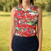 Maxcorners Women's Funny Tropical Santa Surfing Golf Shirt, Christmas Golf Shirt, Women’s Golf Polo LM1507