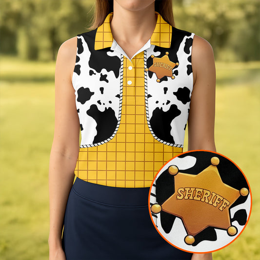 Maxcorners Cowboy Toy Hawaiian Golf Shirt, Cartoon Style Women's Golf Tops, Ladies Golf Shirts LM1507