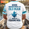 Maxcorners Personalized Old Man Fishing Shirt, Funny Fishing Rod Gift For Dad, Fishing UPF Shirts, Funny Fishing Shirt