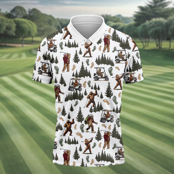 Maxcorners Bigfoot Sasquatch Men's Golf Polo Shirt, Funny Golf Shirt, Men Golf Gifts