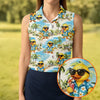 Maxcorners Cute Funny Duck Hawaiian Golf Shirt, Beach Theme Women's Golf Tops, Ladies Golf Shirts LM1507