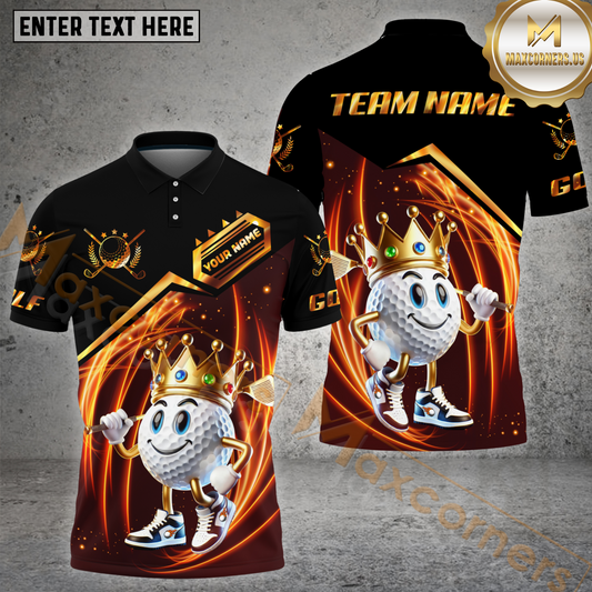 Maxcorners Cool Golf Premium Line Pattern Multicolor Options Personalized Name, Team Name 3D Polo Shirts (4 Colors)