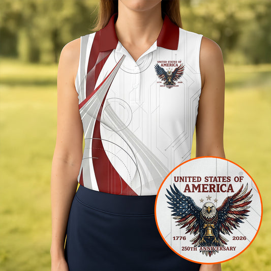 Maxcorners Vintage America 250 Eagle Golf Polo Shirt, Golf Shirts For Women, Women’s Golf Polo LM1507