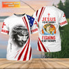 Maxcorners Jesus Is My Savior Fishing Is My Therapy Shirt, Personalized Christian Fishing Long Sleeve For Men