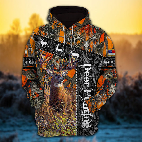 Maxcorners Custom Name Deer Hunting 3D All Over Printed Clothes