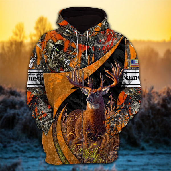 Maxcorners Cool Bow Hunter Deer Hunting Camo Personalized Name 3D Shirt