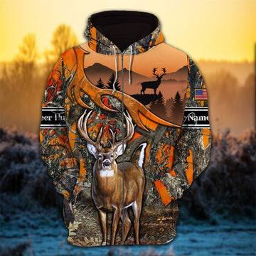 Maxcorners Extra Cool Deer Hunting Personalized Name 3D Shirt