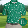 Maxcorners Stick Figure Golf Pose St Patrick's Day Shamrock Green Golf Shirt, Polo Shirts For Men, Golf Shirts For Men
