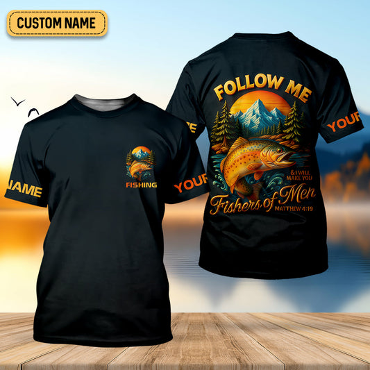 Maxcorners I Will Make You Fishers Of Men Fishing UPF Shirt, Personalized Fishing Shirt For Men, Fishing Shirts For Men