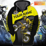 Maxcorners Motocross Biker Yellow Customize Name 3D Shirts