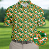 Maxcorners Naughty Fun Adult Humor St Patrick's Day Golf Shirt, Green Orange White Polo Shirts For Men