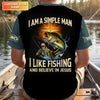 Maxcorners Like Fishing And Believe In Jesus Shirt, Christian Bass Fishing Long Sleeve For Men, Fishing UPF Shirts