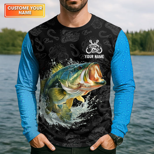 Maxcorners Fishing And Beer That’s Why I’m Here UPF Fishing Shirt, Personalized Custom Name
