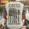 Maxcorners Faith Hunting Fishing Shirt, Christian Camo Deer Bass Patriotic Long Sleeve, Fishing UPF Shirts
