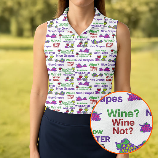 Maxcorners Wine Lover Golf Top, Grape Humor Print, Golf Shirts For Women LM1507