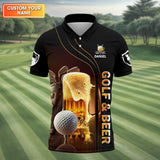 Maxcorners Golf And Beer Custom Men's Golf T-Shirt, Funny Golf Shirt, Gift For Golfers