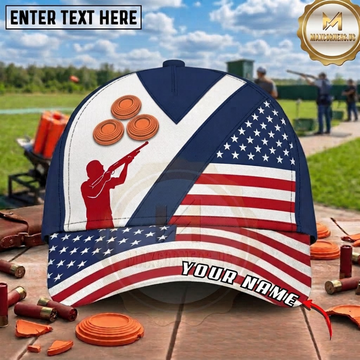 Maxcorners USA Flag Shooter Silhouette American Trap Shooting Multicolor Options Personalized Name 3D Cap