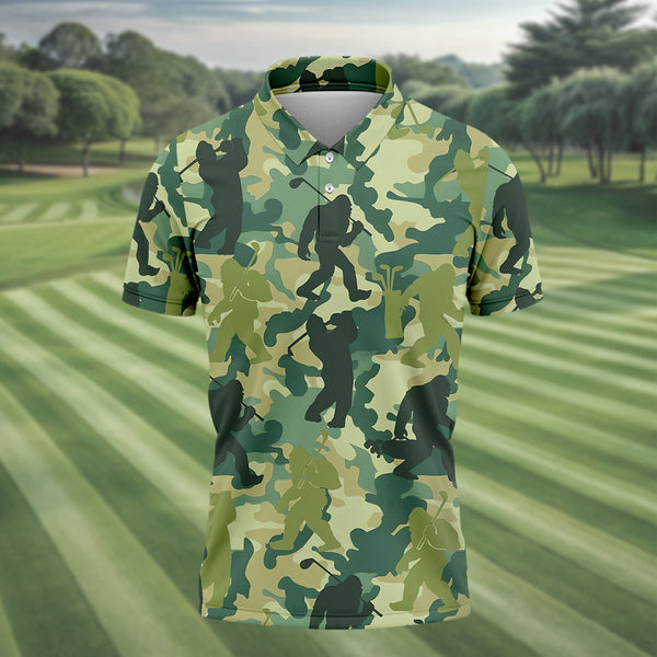 Maxcorners Bigfoot Sasquatch Men's Golf Polo Shirt, Funny Golf Shirt, Gift For Golfers