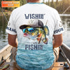 Maxcorners Wishin' I Was Fishin' Shirt, Personalized Bad Bass Fishing Shirt For Men, Fishing UPF Shirts