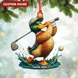 Maxcorners Personalized Acrylic Duck Golf Christmas Ornament - Custom Name Funny Hunter Gift for Golf Lovers LM0110