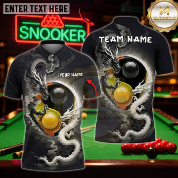 Maxcorners Billiard Apparel Dragon Yin Yang Art Customized Name 3D Shirt