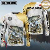 Maxcorners Striped Bass Fishing Lightweight Performance Shirt For Anglers Personalized Name, Team Name 3D Long Sleeve Shirt