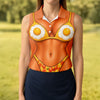 Maxcorners Funny Fried Egg Bikini Body Golf Shirt, Women’s Golf Polo, Ladies Golf Tops, Printed Golf Shirt LM1507