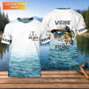 Maxcorners Wishin' I Was Fishin' Shirt, Personalized Bad Bass Fishing Shirt For Men, Fishing UPF Shirts