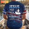 Maxcorners Jesus Made Me A Fisherman Shirt, Patriotic Christian Bass Fishing Shirt For Men, Fishing UPF Shirts