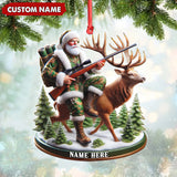 Maxcorners Personalized Acrylic Hunter Santa Riding Deer Christmas Ornament - Custom Hunting Gift Decoration LM0110