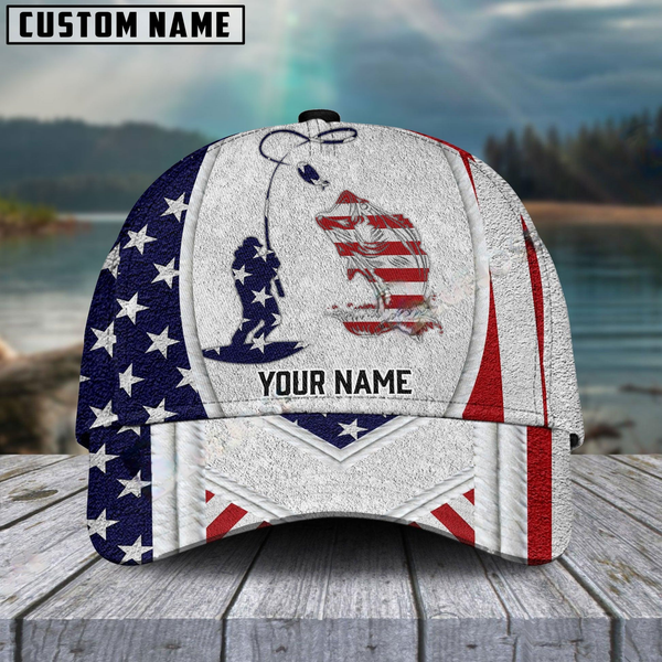 Maxcorners Large Mouth Bass Fishing American Dusty Style Customized Name 3D Cap