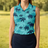 Maxcorners Turquoise Palm Tree Tropical Golf Shirt, Women's Golf Shirt, Golf Polo For Women, Golf Shirts For Women LM1507