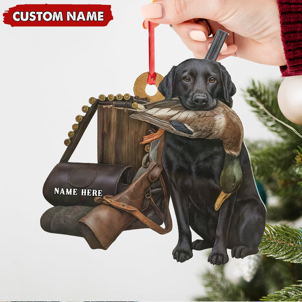 Maxcorners Personalized Duck Hunting Dog Ornament - Personalized Acrylic Christmas Decor for Hunters LM0411