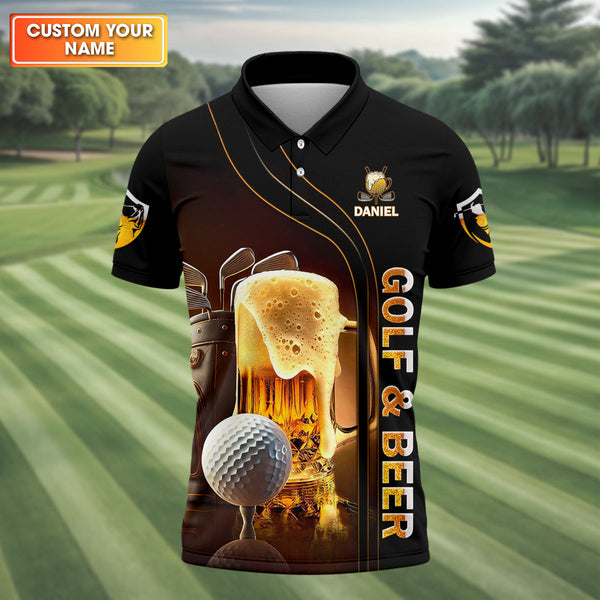 Maxcorners I Just Wanna Play Golf And Drink Beer Custom Golf Polo Shirt, Mens Golf Gift, Golf Lover Gift