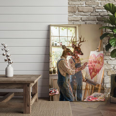 Maxcorners Deer Couple Painting Heart Art Studio Personalized Name Canvas