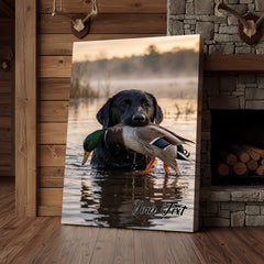 Maxcorners Duck Hunting Dog Retrieving Mallard In Water Personalized Name Canvas